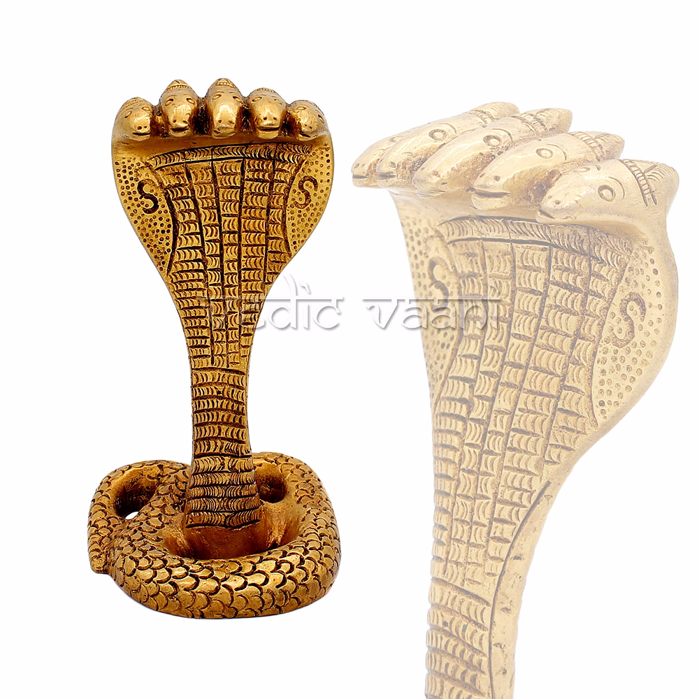 vedic vaani™ five headed naag devta in brass
