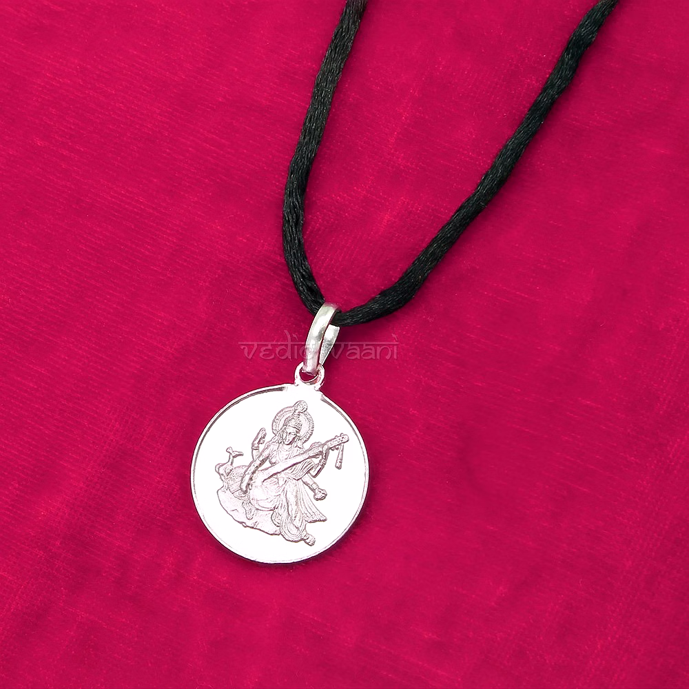 Maa Saraswati yantra locket in Pure Silver image 4