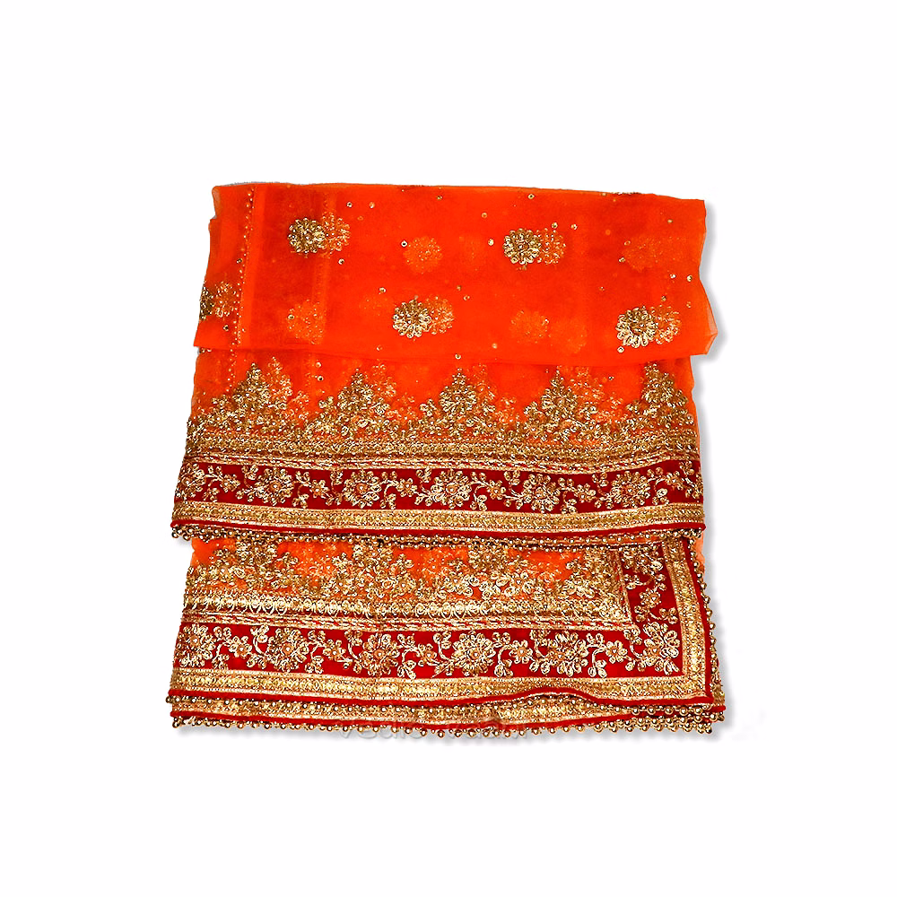 vedic vaani™ designer chunri / chunni for wedding & religious ceremonies - orange