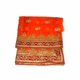 vedic vaani™ designer chunri / chunni for wedding & religious ceremonies - orange