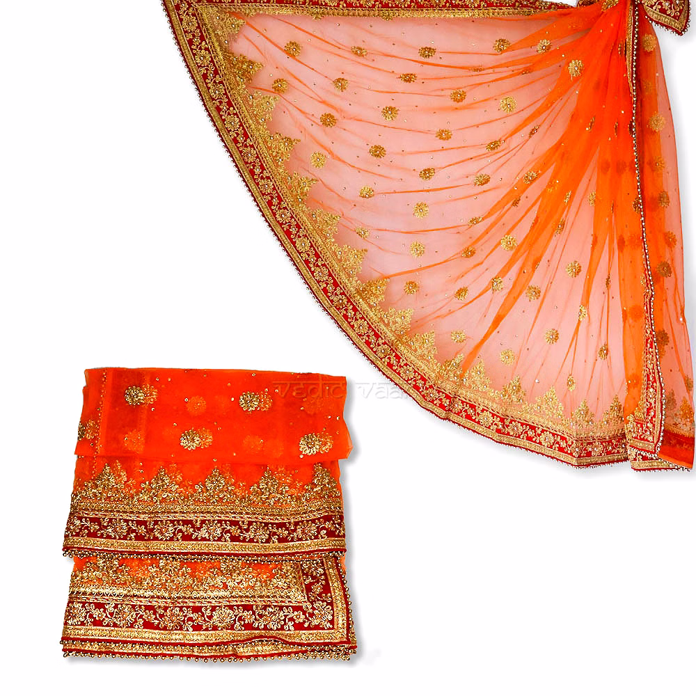 Designer Chunri / Chunni for Wedding & Religious Ceremonies - Orange image 2