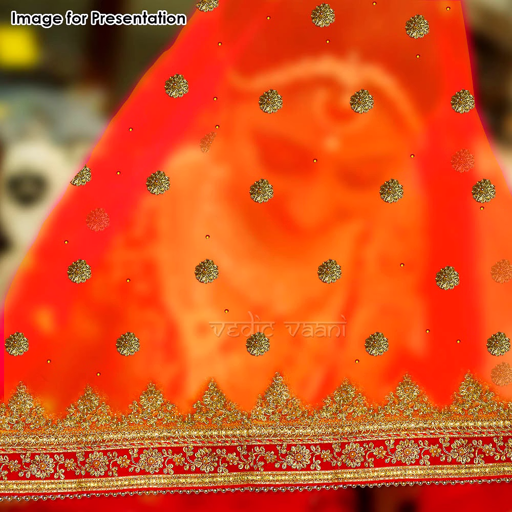 Designer Chunri / Chunni for Wedding & Religious Ceremonies - Orange image 4