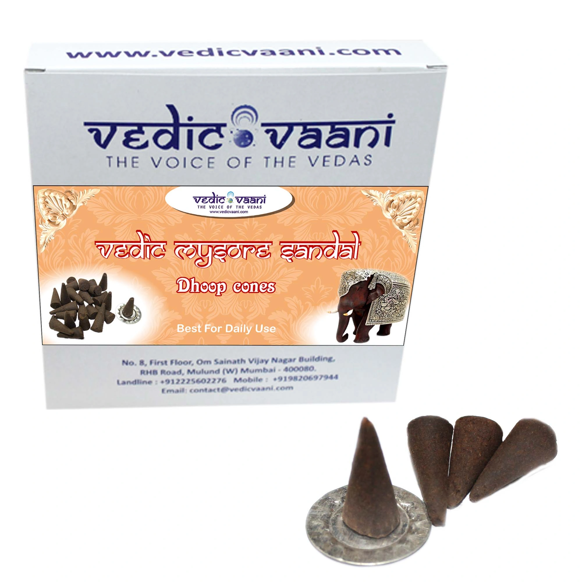 Vedic Mysore Sandal Dhoop cones-DP61-1