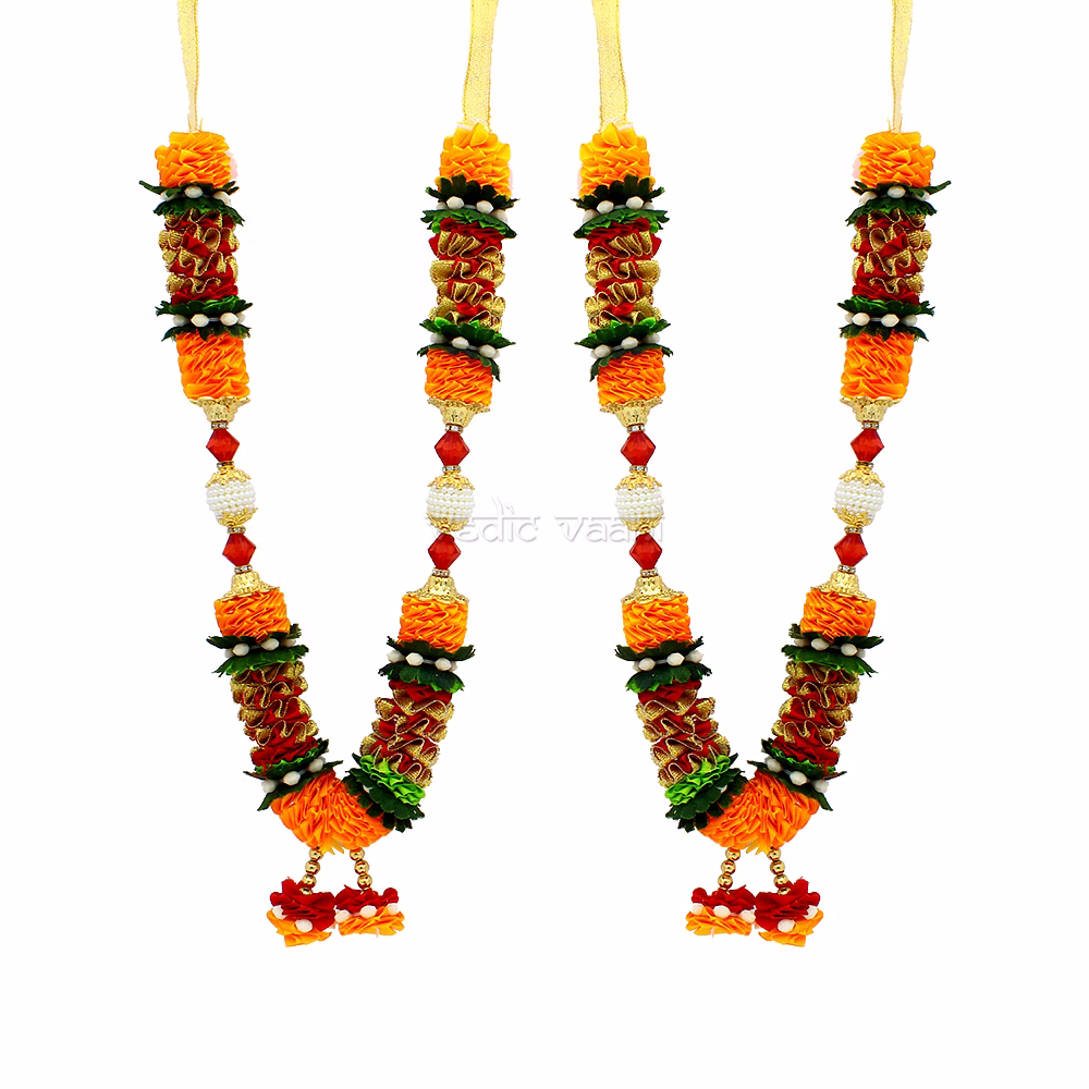 vedic vaani™ temple decor garland mala for photos frames - set 0f 2