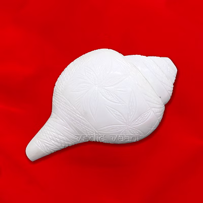 vedic vaani™ blowing shankha / bajnewala shankh in flower design