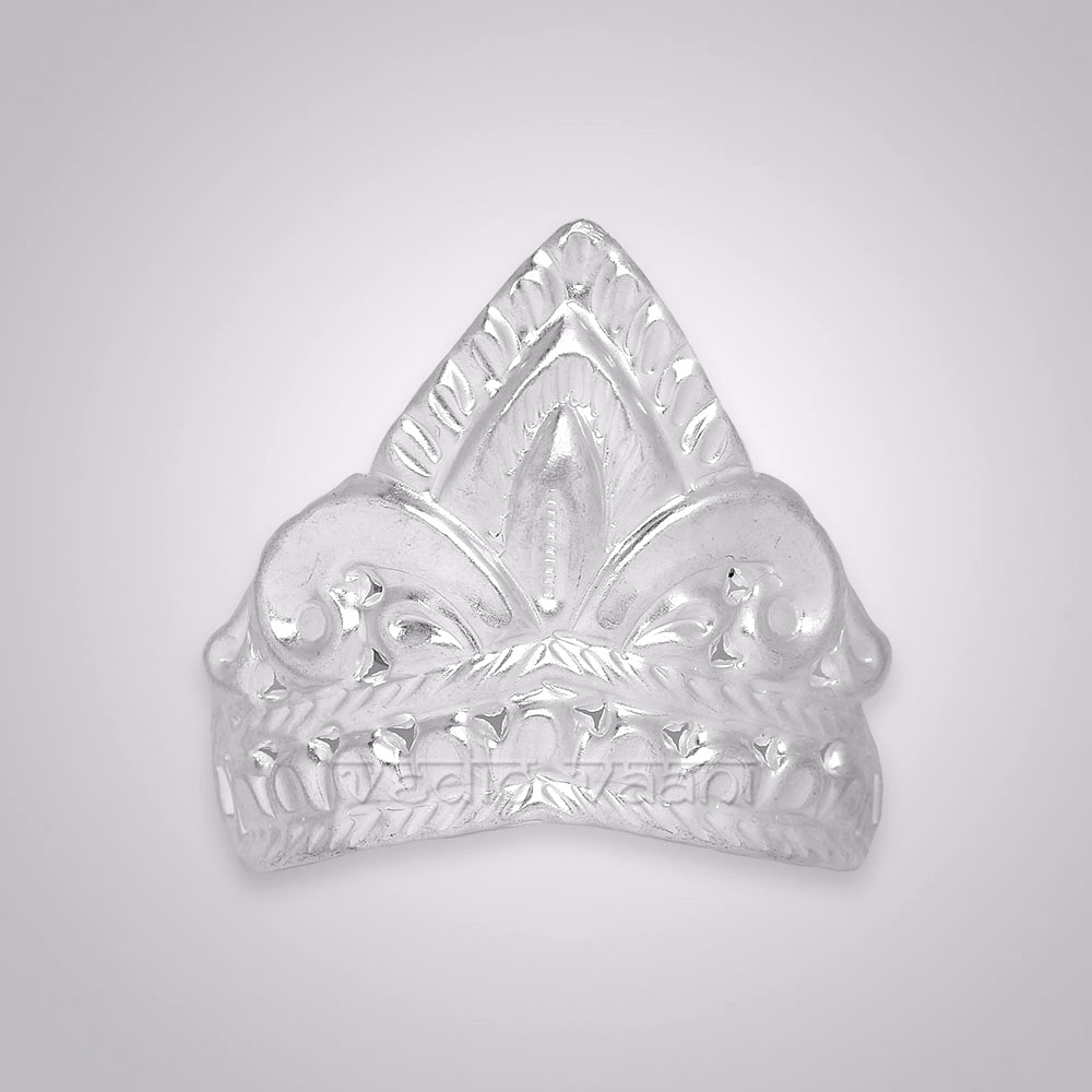 vedic vaani™ sterling silver mukut (headgear) for murtis - small