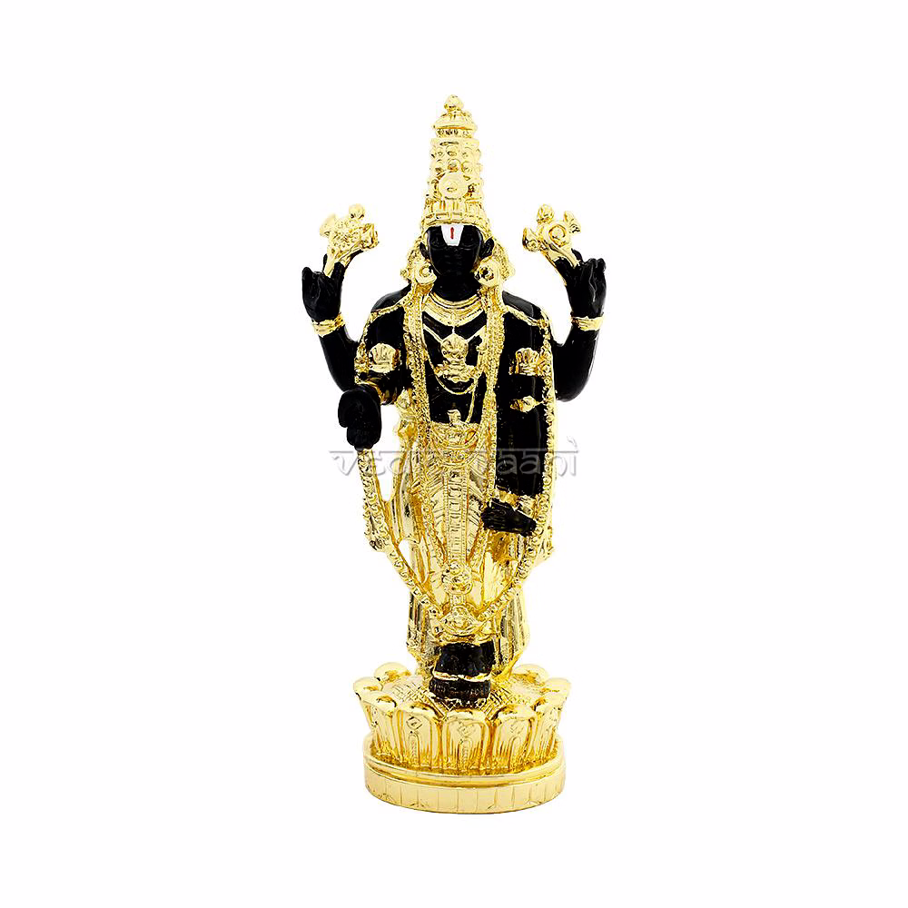 vedic vaani™ venkatesh lord tirupati balaji swamy golden black statue in polyresin
