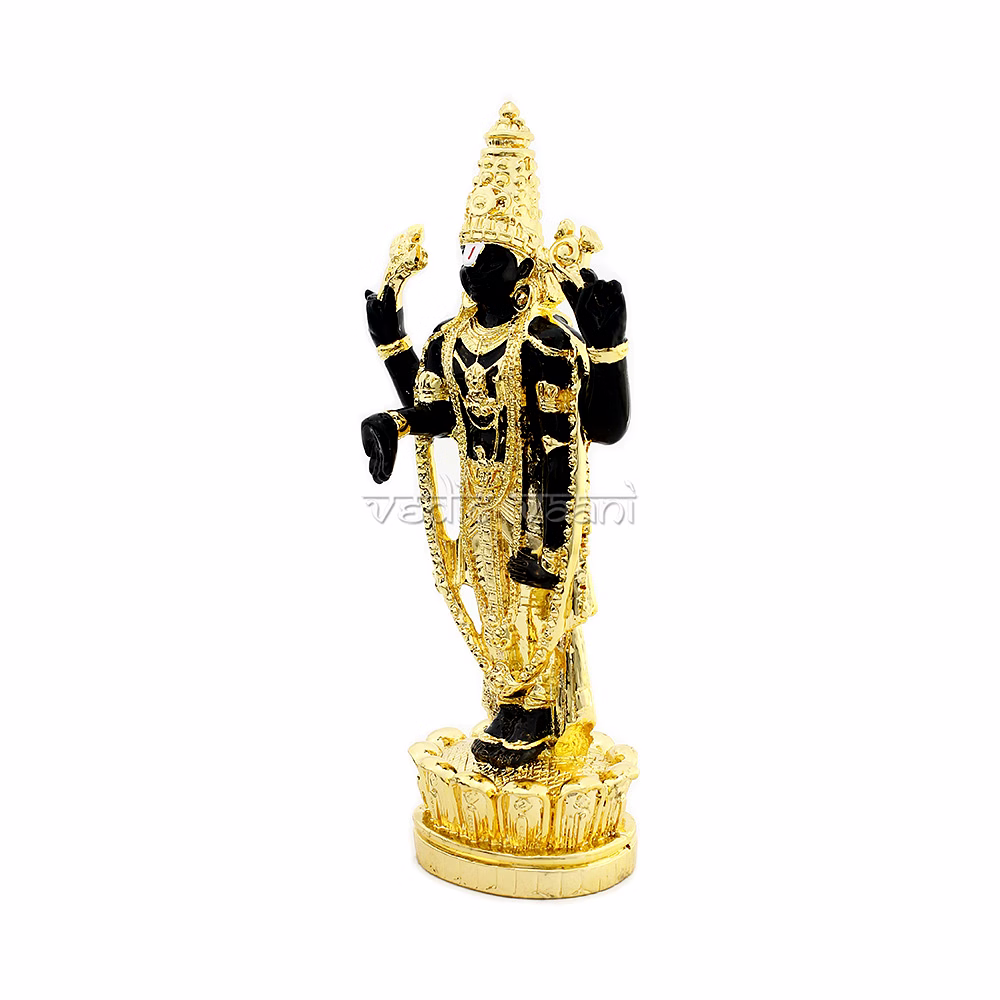 Venkatesh Lord Tirupati Balaji Swamy Golden Black Statue in Polyresin image 3
