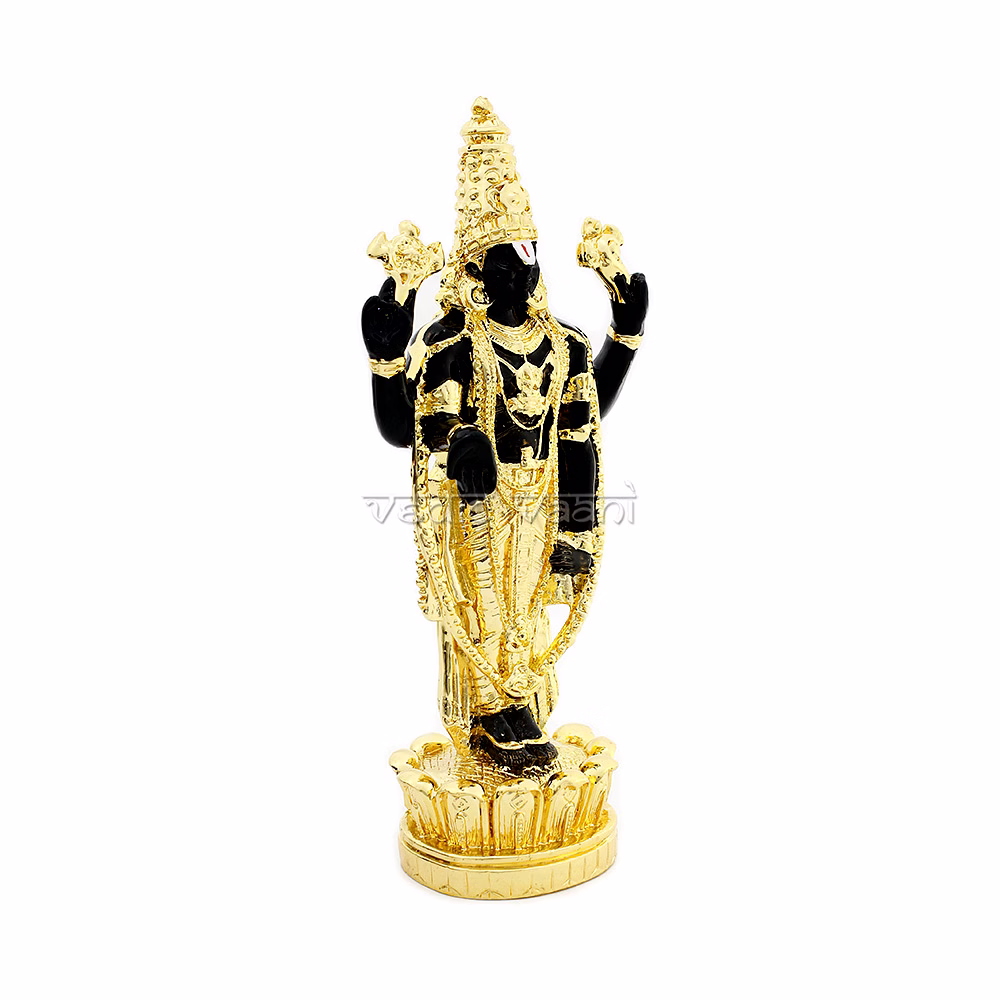Venkatesh Lord Tirupati Balaji Swamy Golden Black Statue in Polyresin image 4