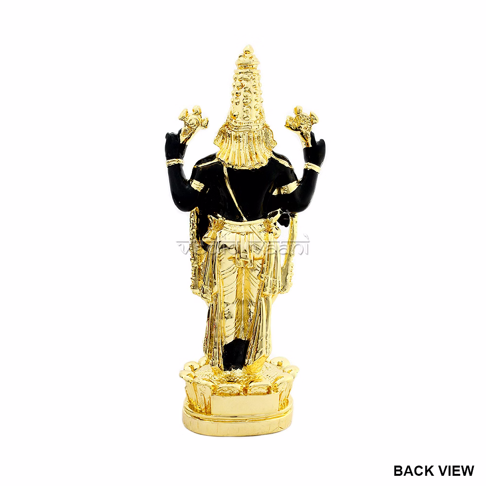 Venkatesh Lord Tirupati Balaji Swamy Golden Black Statue in Polyresin image 5