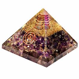 vedic vaani™ purple orgone energy pyramid with crystal point