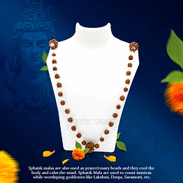 vedic vaani™ sphatik rudraksh mala with 7 mukhi - 108 beads