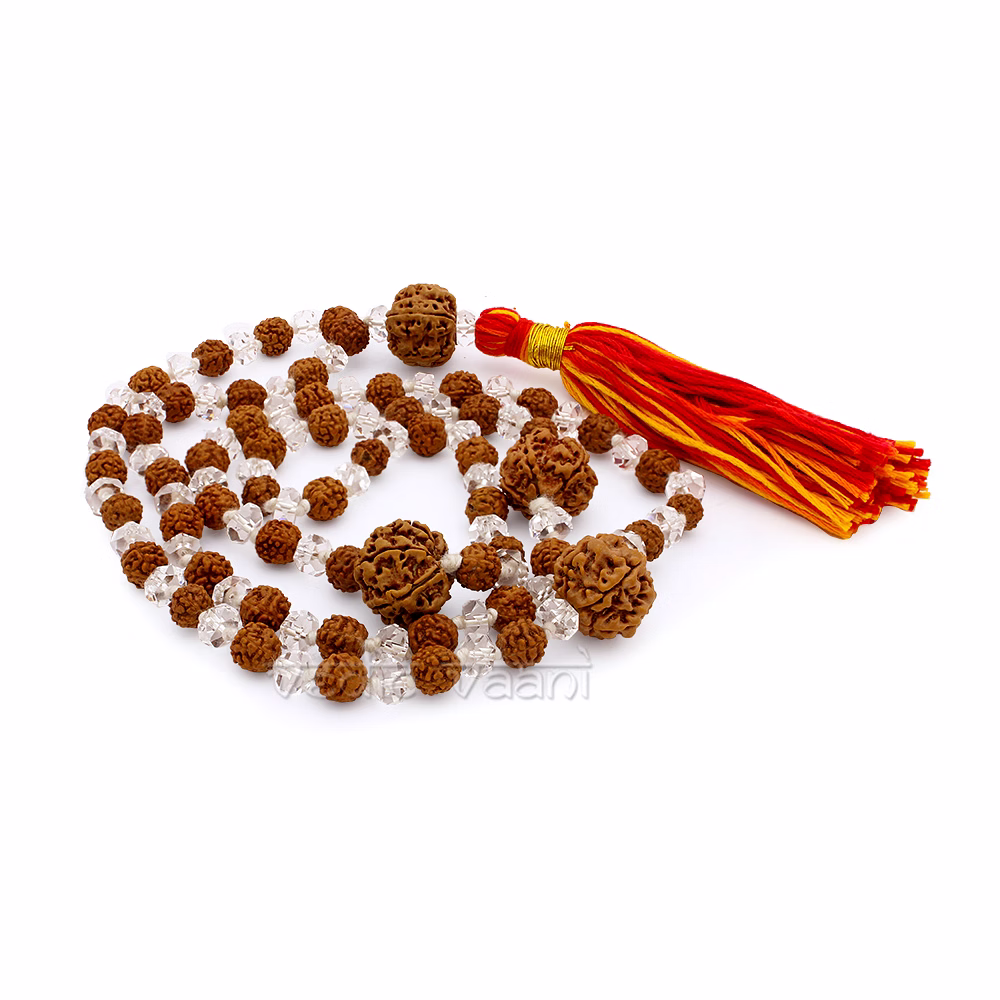 Sphatik Rudraksh Mala with 7 Mukhi - 108 beads image 4