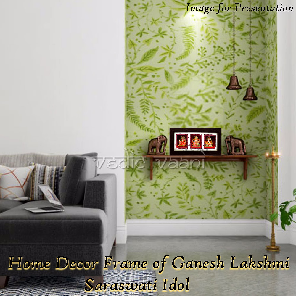 Home Decor Frame of Ganesh Lakshmi Saraswati Idol image 6