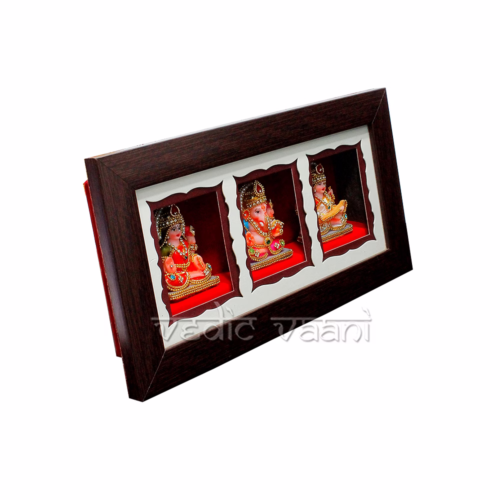 Home Decor Frame of Ganesh Lakshmi Saraswati Idol image 3