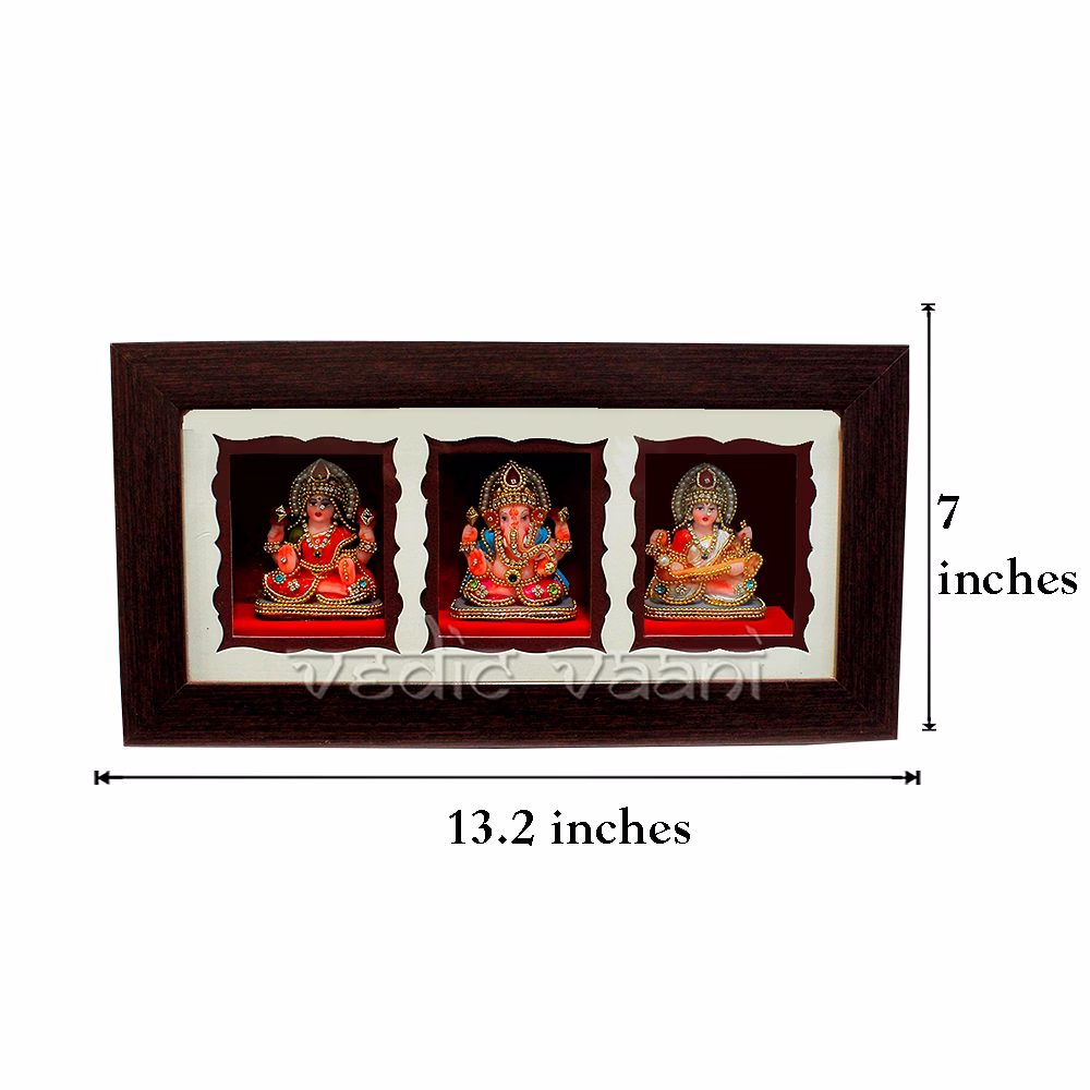 Home Decor Frame of Ganesh Lakshmi Saraswati Idol image 5