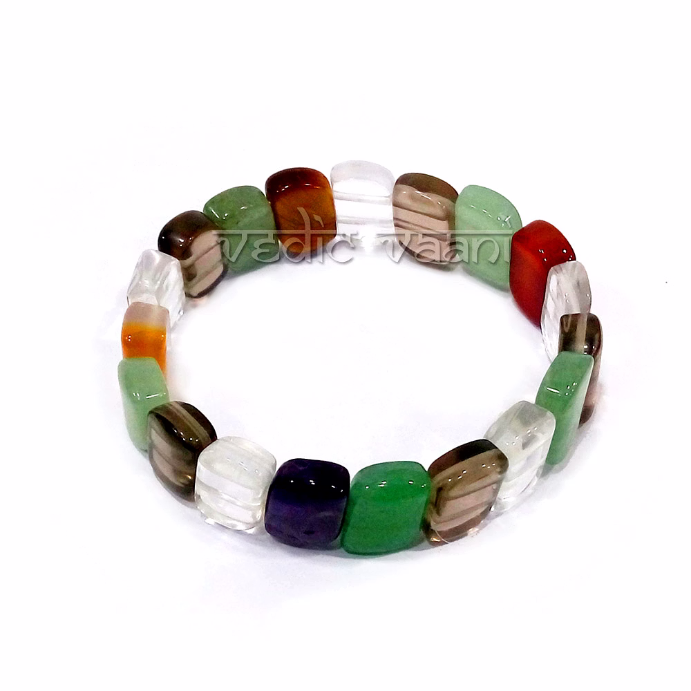 vedic vaani™ bracelet in mix agate parallelogram shape