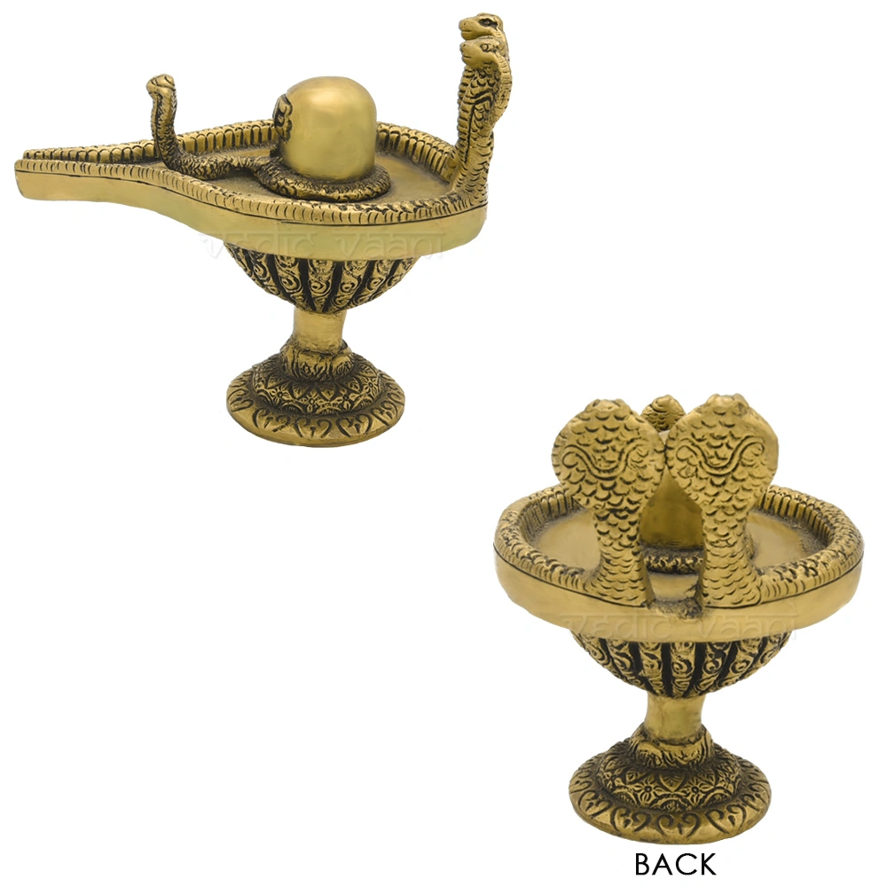 Lord Shiva Shivalingam with Yonibase and Snake on top in Brass-2