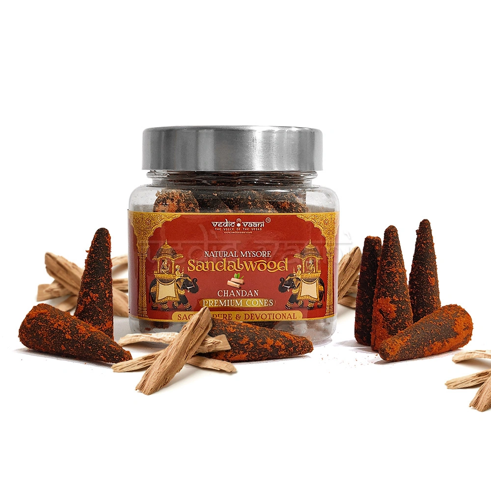 Natural Mysore Sandalwood Chandan Premium Dhoop Cones-AZ1234-1