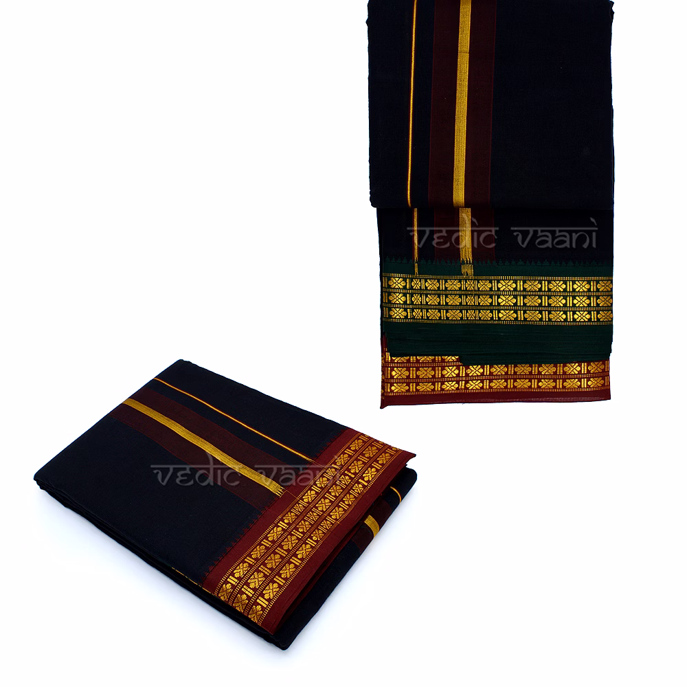 vedic vaani™ aayapa black color dhoti with uparna