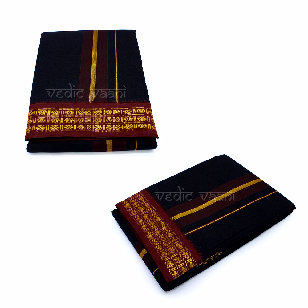 Aayapa Black Color Dhoti with Uparna image 3