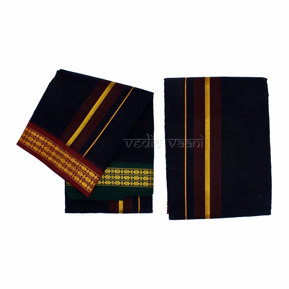 Aayapa Black Color Dhoti with Uparna image 4