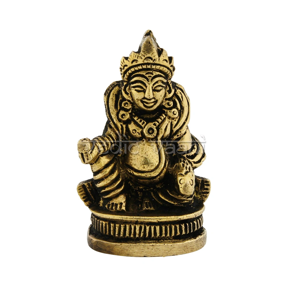 Tibetan Buddhist Kubera Idol in Brass-AZ588