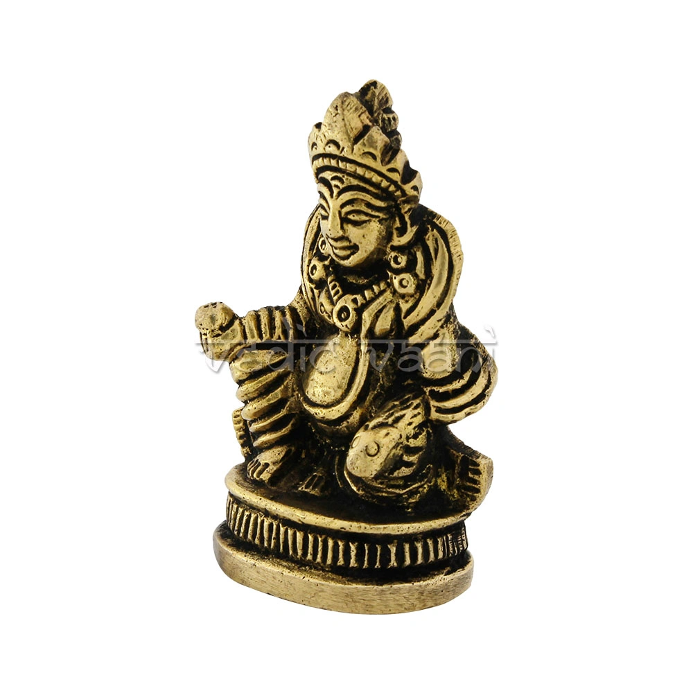 Tibetan Buddhist Kubera Idol in Brass-1