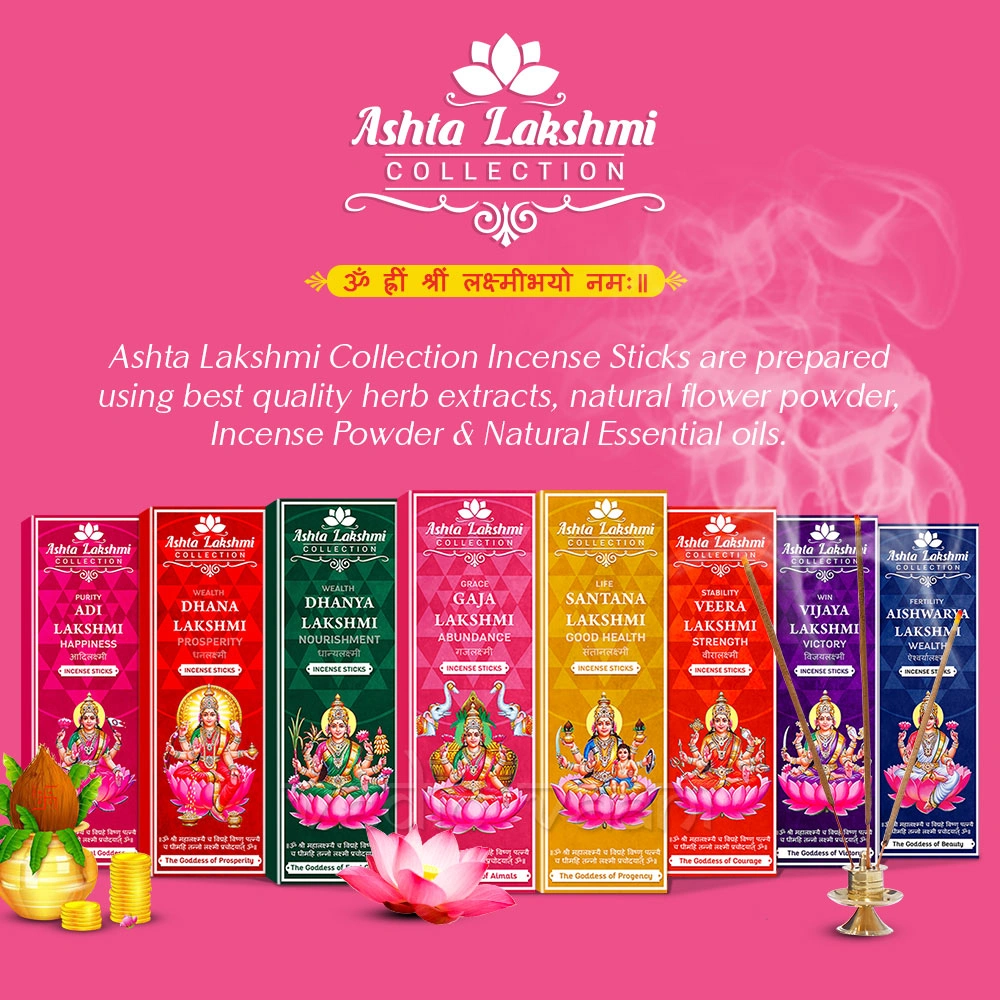 Goddess Ashtalakshmi Sacred Wealth Incense Set-AG205-1