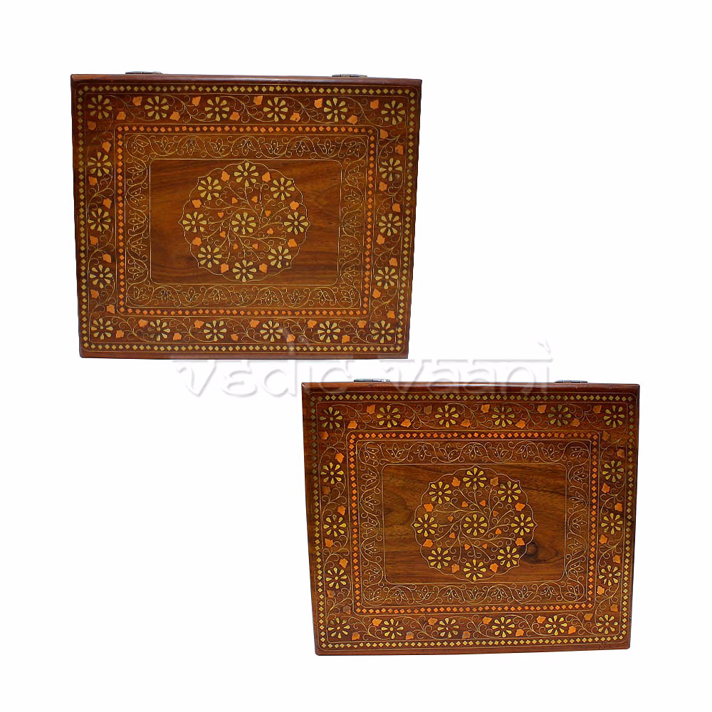 Long Wooden Jwellery Box with Brass Inlay Work image 2