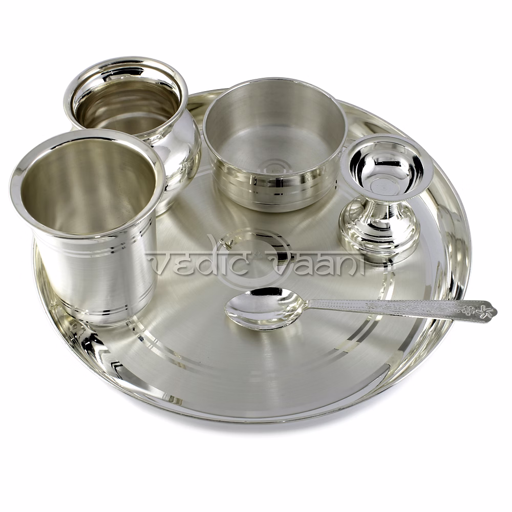 Naivedyam Puja Thali Set in Pure Silver image 2