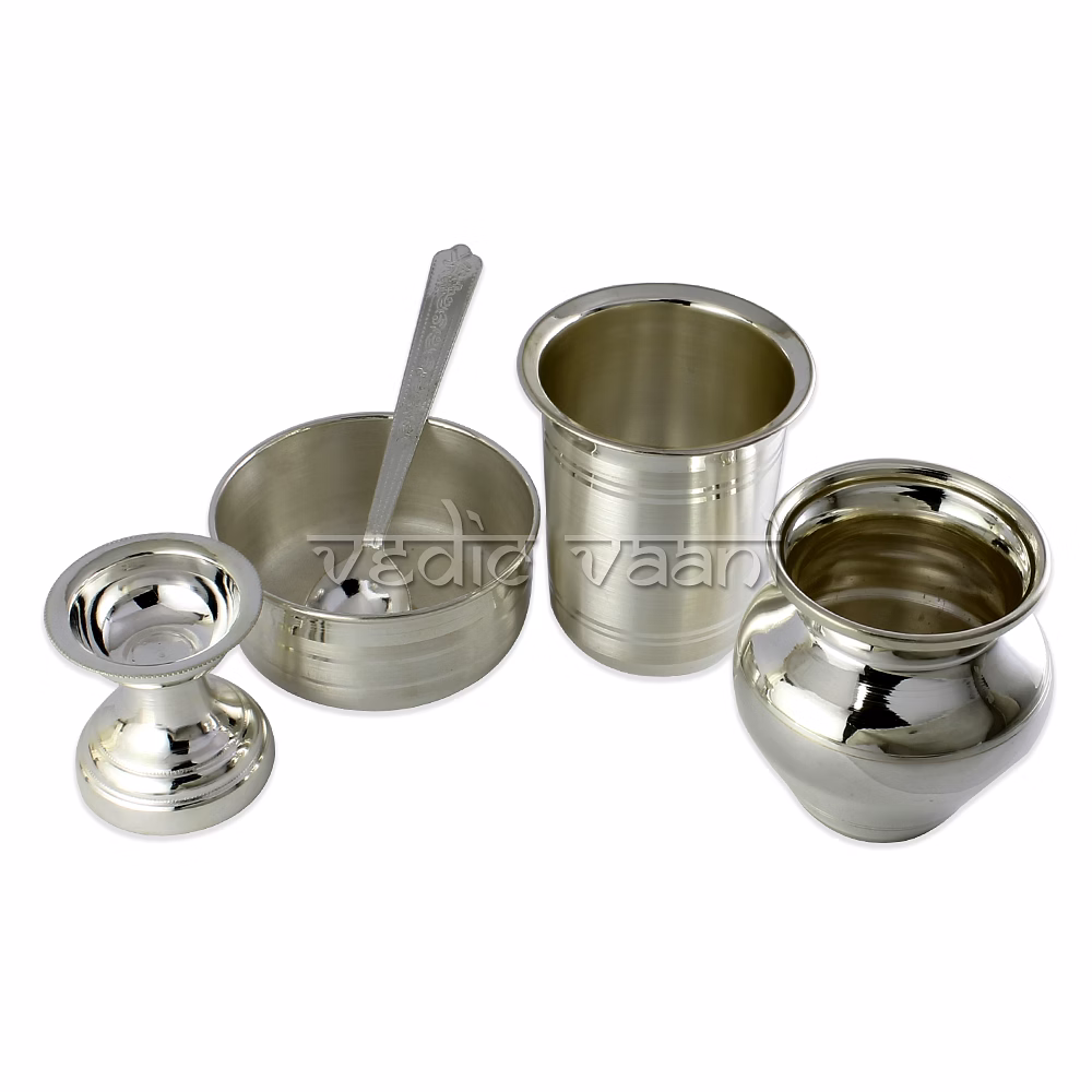 Naivedyam Puja Thali Set in Pure Silver image 3