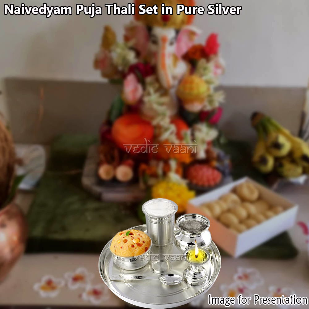 Naivedyam Puja Thali Set in Pure Silver image 5