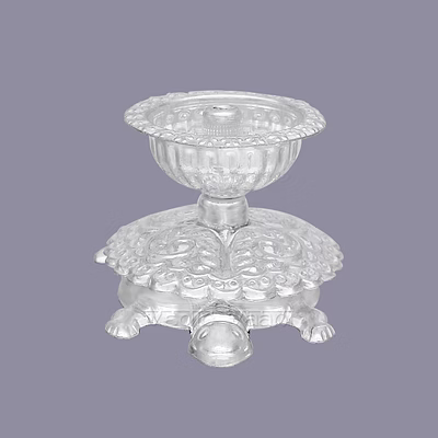 vedic vaani™ tortoise diya / oil lamp in silver