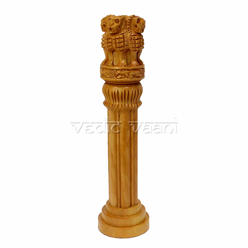 vedic vaani™ wooden ashoka pillar (stambh)