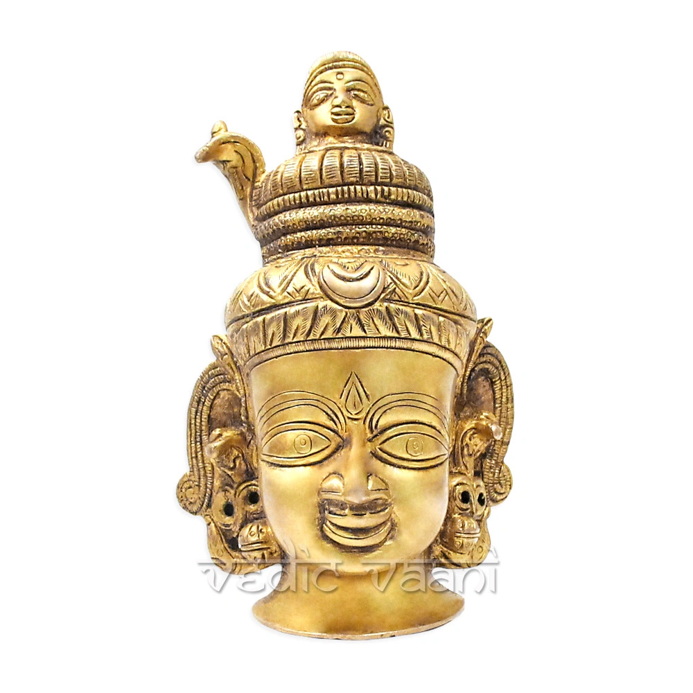 Shiva Head With Ganga in Brass-AZ185