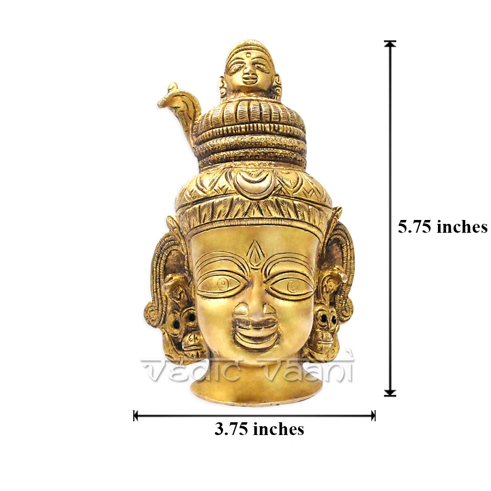 Shiva Head With Ganga in Brass-4