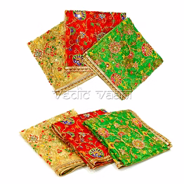 vedic vaani™ 1 meter peacock design net chunri - set of 3