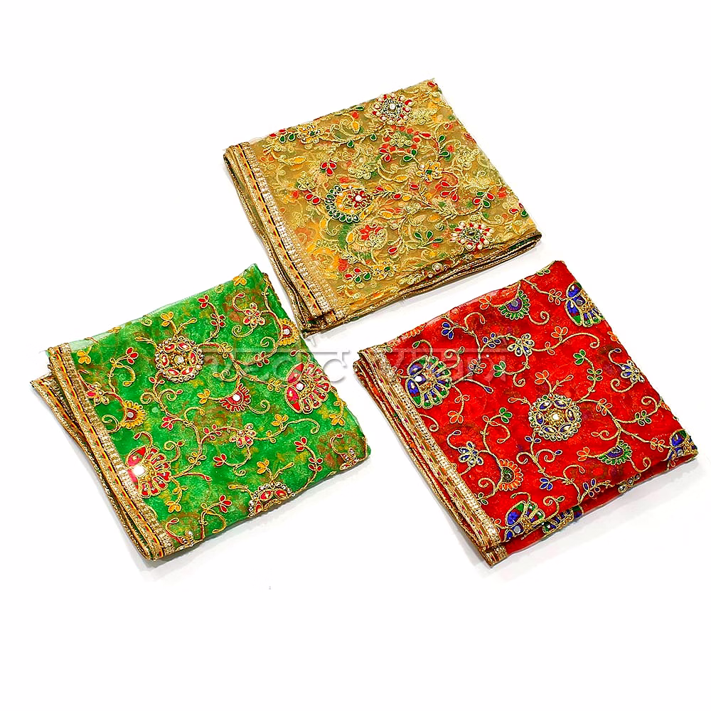 1 Meter Peacock Design Net Chunri - Set of 3 image 2