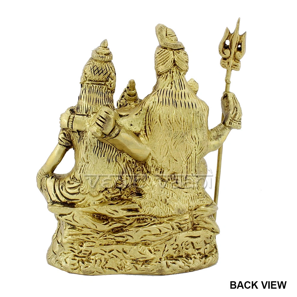 Lord Shiva Parvati Ganesha Statue in Fine Brass-3