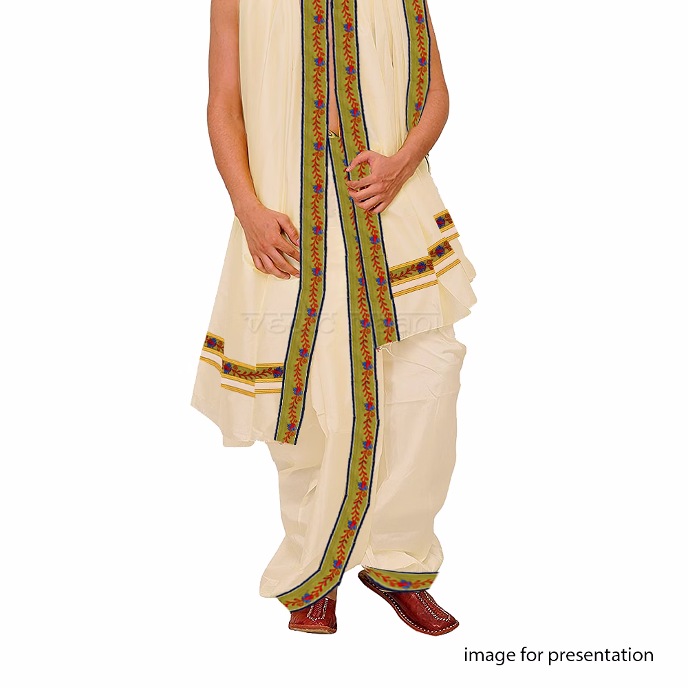 Embroidery cotton Dhoti With Upran/Angvastra image 5