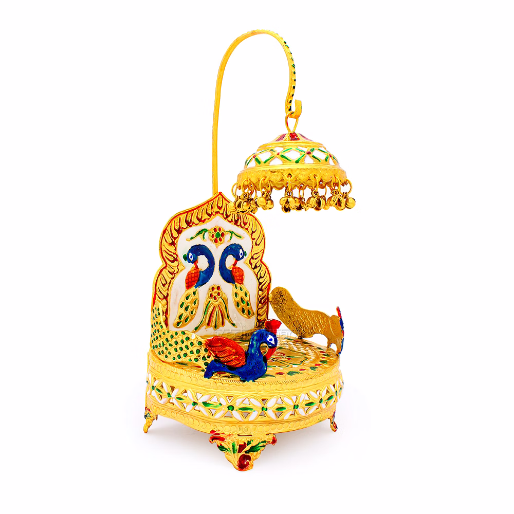 Rajwadi Golden Meenakari work Sihashan for temple, Thakorji image 2