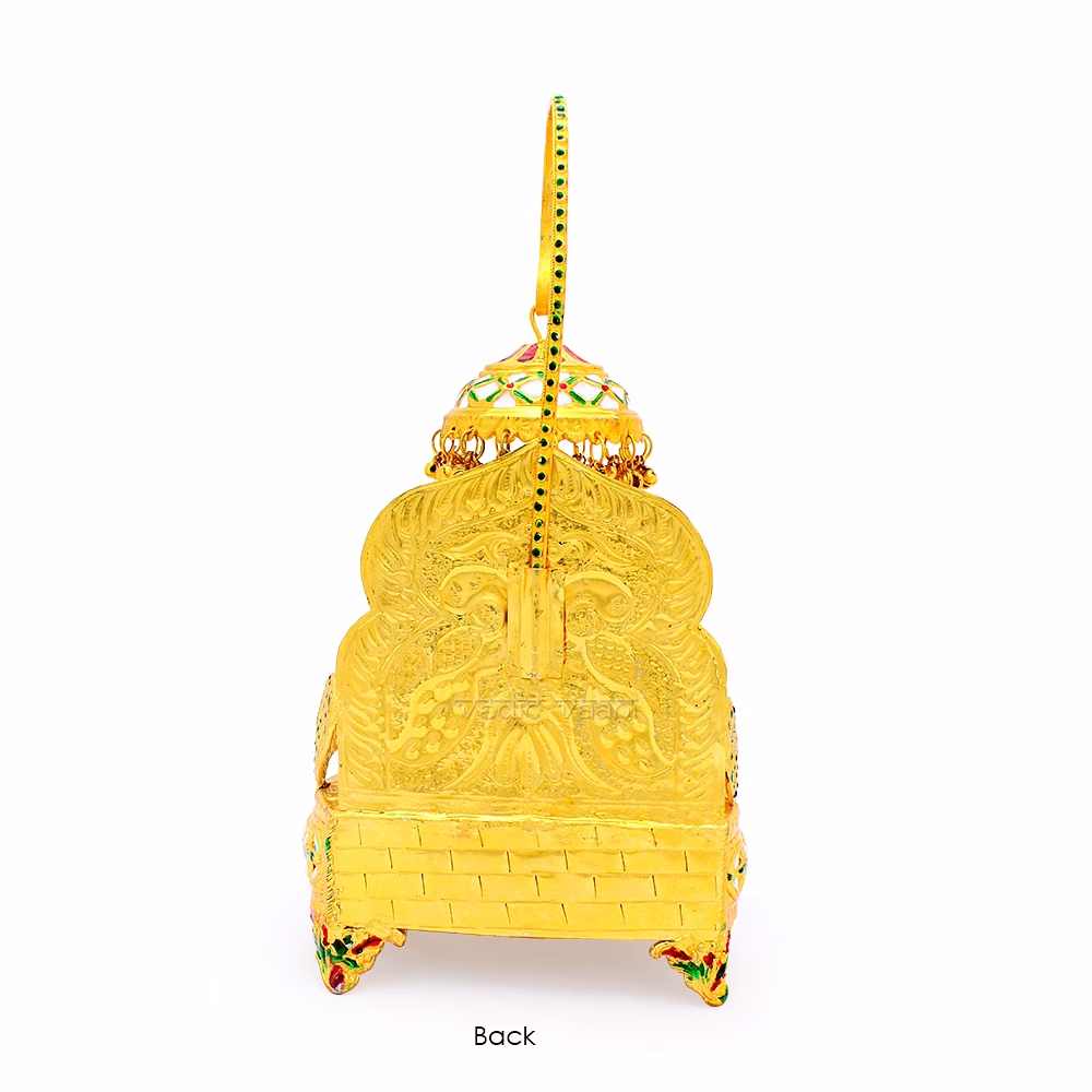Rajwadi Golden Meenakari work Sihashan for temple, Thakorji image 4