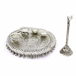 vedic vaani™ shagun swastik pooja thali set for spiritual auspicious occasions