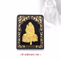vedic vaani™ shirdi saibaba frame in 24k pure swiss gold touch