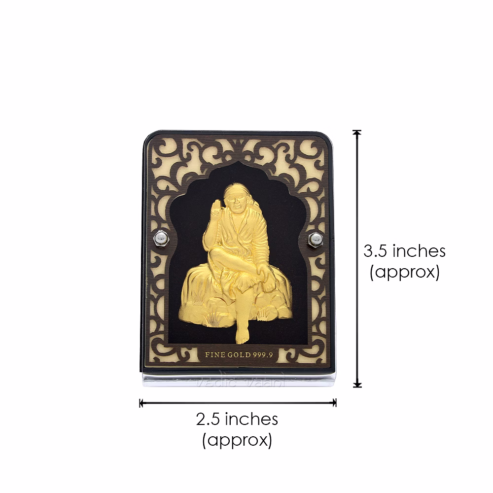 Shirdi Saibaba Frame in 24K Pure Swiss Gold Touch image 4