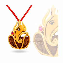 vedic vaani™ one (1) mukhi rudraksha with lord ganesh locket