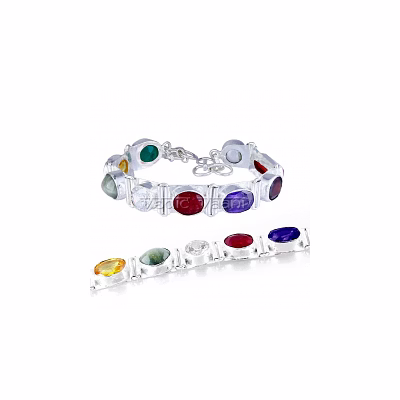 vedic vaani™ navratna bracelet in pure silver