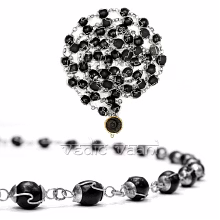 vedic vaani™ shaligram mala in pure silver - oval beads