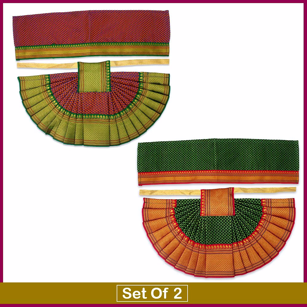 Vedic Vaani Green Maroon Lehanga Patka Vastra for Devi Maa Decoration- Set of 2 image 2